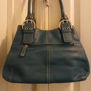 Tignanello Teal Leather Shoulder Bag